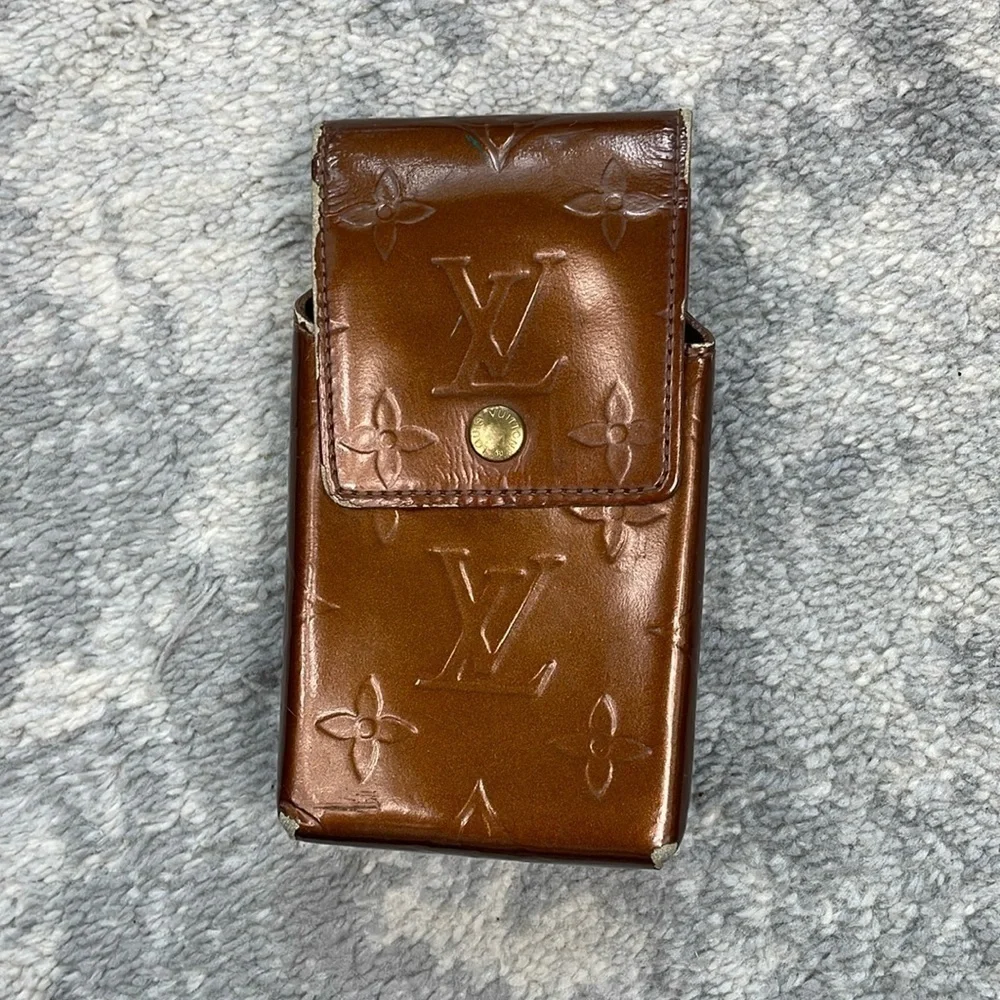 Louis Vuitton Monogram Vernis Greene Cigarette Case Pochette Brown Copper TH0013